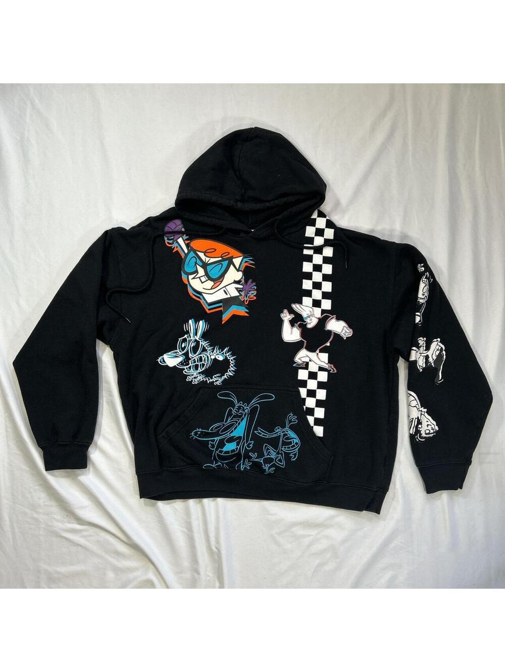 Men's Black and Multi Hoody
